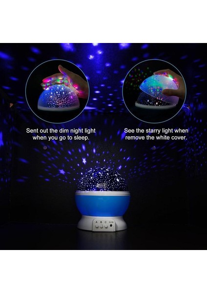 Yıldız Projektör Lambası Çocuk Yatak Odası LED Gece Lambası Bebek Lambası (Yurt Dışından)