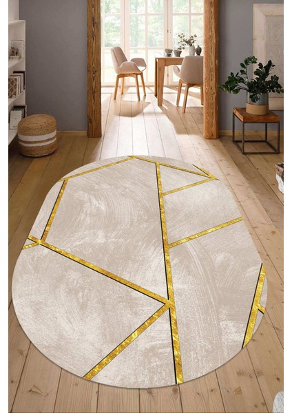 Dijital Baskılı Kaymaz Taban Yıkanabilir Oval Salon Halısı Mutfak Halısı Yolluk NDO-HS-318