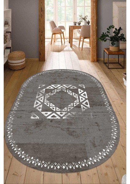 Dijital Baskılı Kaymaz Taban Yıkanabilir Oval Salon Halısı Mutfak Halısı Yolluk NDO-SD-1053