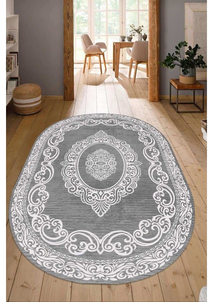 Dijital Baskılı Kaymaz Taban Yıkanabilir Oval Salon Halısı Mutfak Halısı Yolluk NDO-HT-1483