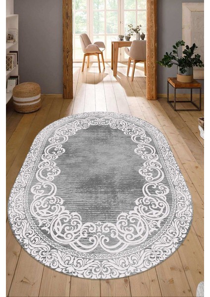 Dijital Baskılı Kaymaz Taban Yıkanabilir Oval Salon Halısı Mutfak Halısı Yolluk NDO-HK-105