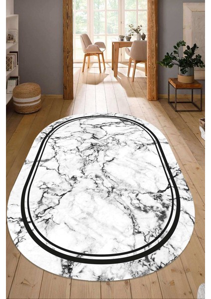 Dijital Baskılı Kaymaz Taban Yıkanabilir Oval Salon Halısı Mutfak Halısı Yolluk NDO-HT-794