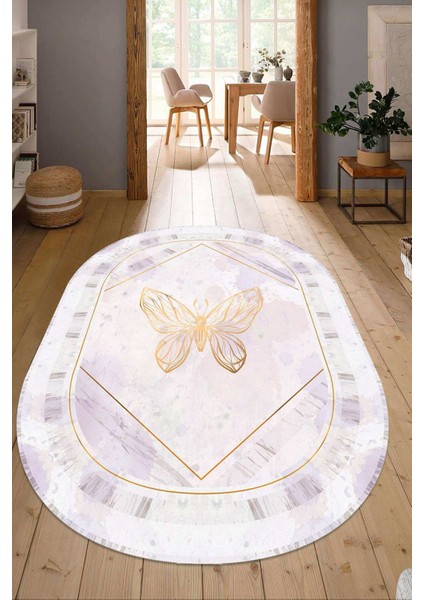 Dijital Baskılı Kaymaz Taban Yıkanabilir Oval Salon Halısı Mutfak Halısı Yolluk NDO-HS-337