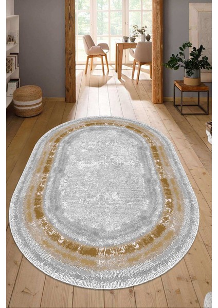 Dijital Baskılı Kaymaz Taban Yıkanabilir Oval Salon Halısı Mutfak Halısı Yolluk NDO-HY-1406