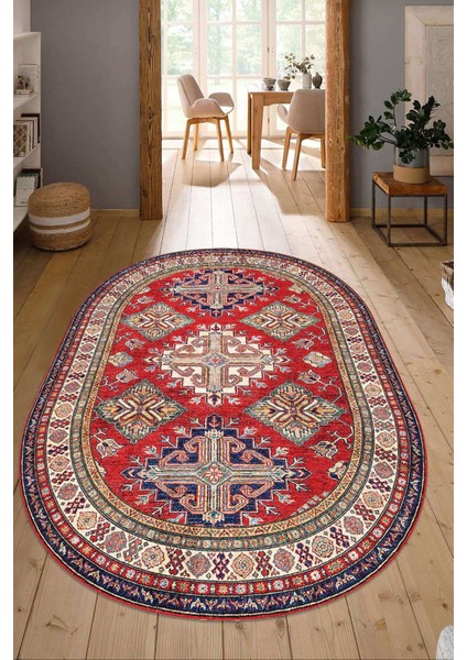 Dijital Baskılı Kaymaz Taban Yıkanabilir Oval Salon Halısı Mutfak Halısı Yolluk NDO-HY-1439