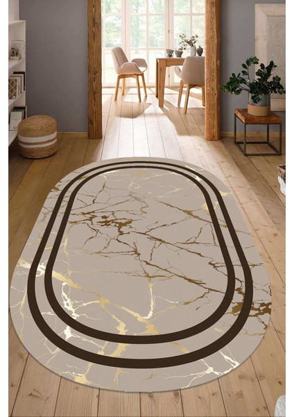 Dijital Baskılı Kaymaz Taban Yıkanabilir Oval Salon Halısı Mutfak Halısı Yolluk NDO-HT-862