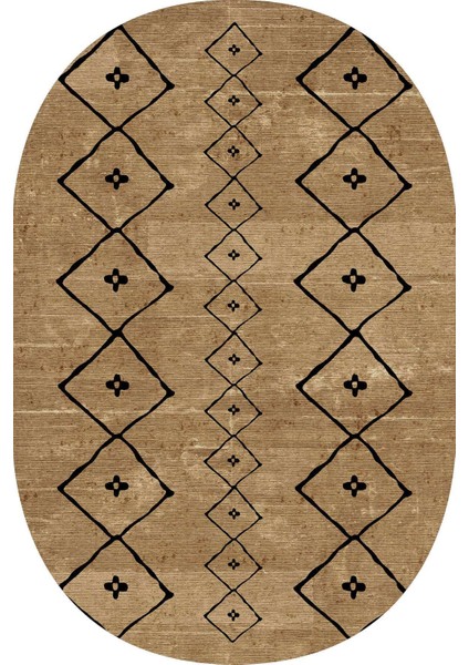 Dijital Baskılı Kaymaz Taban Yıkanabilir Oval Salon Halısı Mutfak Halısı Yolluk NDO-SD-275