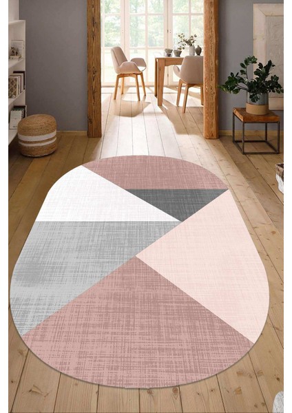 Dijital Baskılı Kaymaz Taban Yıkanabilir Oval Salon Halısı Mutfak Halısı Yolluk NDO-SD-554