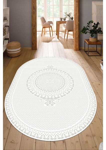 Dijital Baskılı Kaymaz Taban Yıkanabilir Oval Salon Halısı Mutfak Halısı Yolluk NDO-HS-564