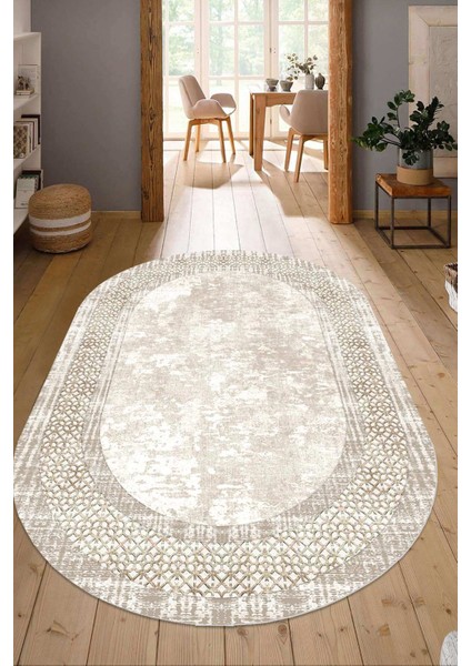 Dijital Baskılı Kaymaz Taban Yıkanabilir Oval Salon Halısı Mutfak Halısı Yolluk NDO-SD-704