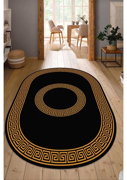 Dijital Baskılı Kaymaz Taban Yıkanabilir Oval Salon Halısı Mutfak Halısı Yolluk NDO-HS-415