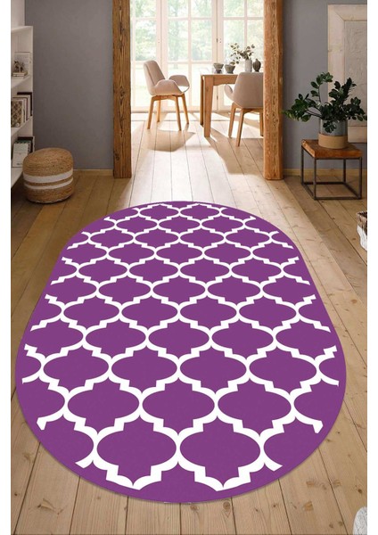 Dijital Baskılı Kaymaz Taban Yıkanabilir Oval Salon Halısı Mutfak Halısı Yolluk NDO-HS-542