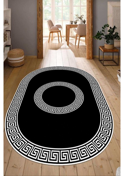 Dijital Baskılı Kaymaz Taban Yıkanabilir Oval Salon Halısı Mutfak Halısı Yolluk NDO-HS-418