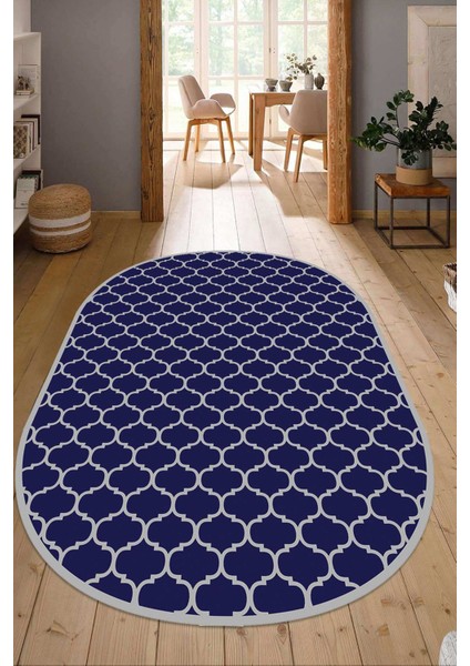 Dijital Baskılı Kaymaz Taban Yıkanabilir Oval Salon Halısı Mutfak Halısı Yolluk NDO-HT-555