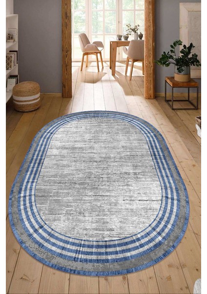 Dijital Baskılı Kaymaz Taban Yıkanabilir Oval Salon Halısı Mutfak Halısı Yolluk NDO-HT-663