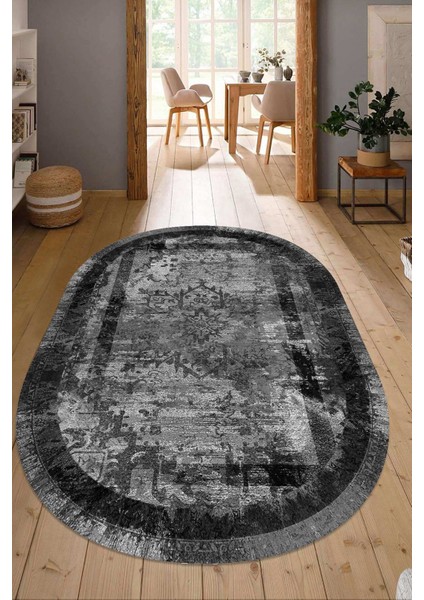 Dijital Baskılı Kaymaz Taban Yıkanabilir Oval Salon Halısı Mutfak Halısı Yolluk NDO-SD-278