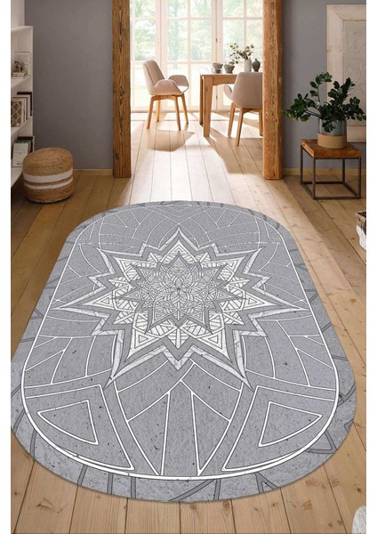 Dijital Baskılı Kaymaz Taban Yıkanabilir Oval Salon Halısı Mutfak Halısı Yolluk NDO-HS-204