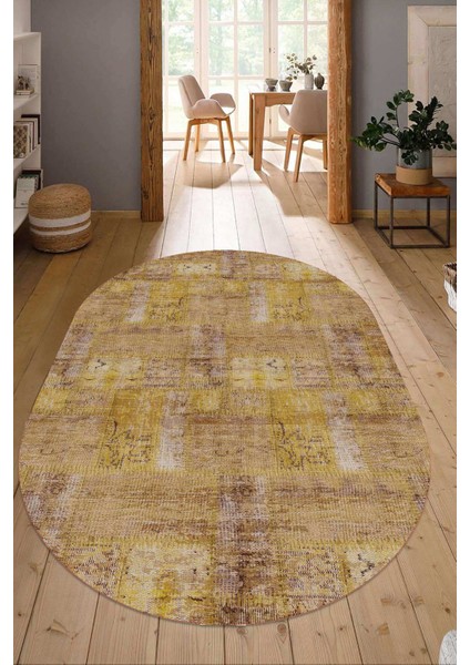 Dijital Baskılı Kaymaz Taban Yıkanabilir Oval Salon Halısı Mutfak Halısı Yolluk NDO-HT-985