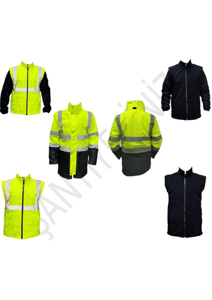 5+1 Reflektörlü Kışlık Parka Mont Içi Çıkmalı Yerli Kaban xl Beden