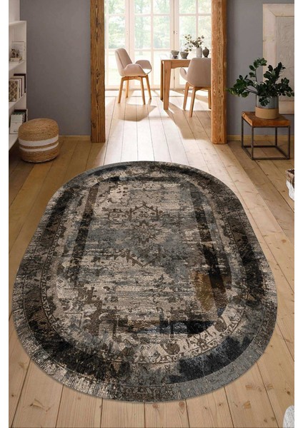 Dijital Baskılı Kaymaz Taban Yıkanabilir Oval Salon Halısı Mutfak Halısı Yolluk NDO-SD-280