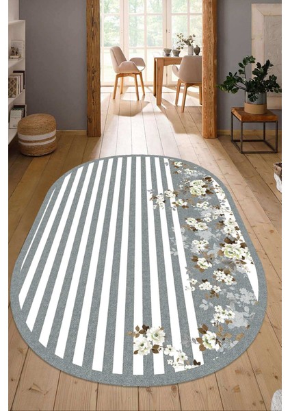 Dijital Baskılı Kaymaz Taban Yıkanabilir Oval Salon Halısı Mutfak Halısı Yolluk NDO-HT-200