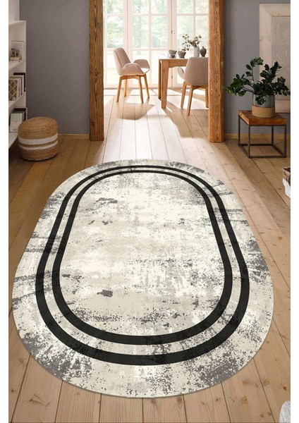 Dijital Baskılı Kaymaz Taban Yıkanabilir Oval Salon Halısı Mutfak Halısı Yolluk NDO-HT-1271