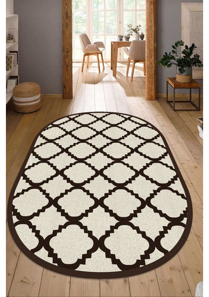 Dijital Baskılı Kaymaz Taban Yıkanabilir Oval Salon Halısı Mutfak Halısı Yolluk NDO-SD-511