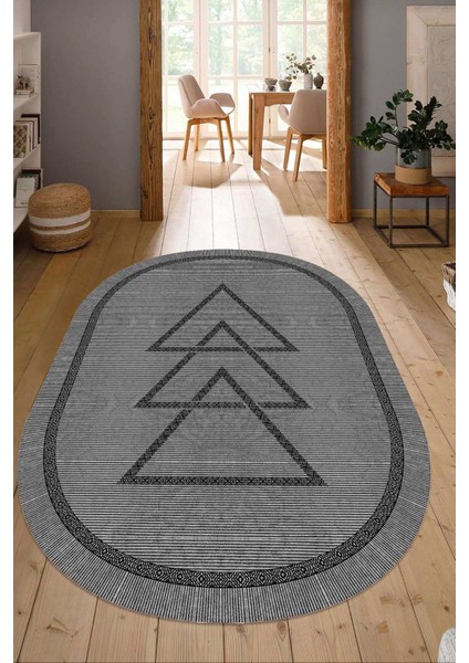Dijital Baskılı Kaymaz Taban Yıkanabilir Oval Salon Halısı Mutfak Halısı Yolluk NDO-SD-1063