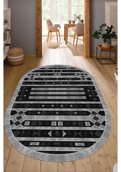 Dijital Baskılı Kaymaz Taban Yıkanabilir Oval Salon Halısı Mutfak Halısı Yolluk NDO-SD-1117