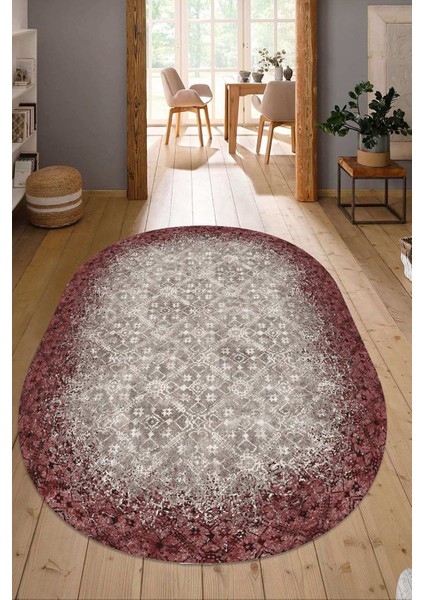 Dijital Baskılı Kaymaz Taban Yıkanabilir Oval Salon Halısı Mutfak Halısı Yolluk NDO-HT-247