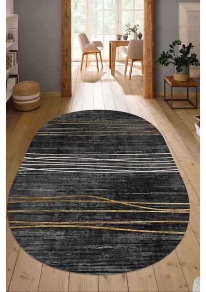 Dijital Baskılı Kaymaz Taban Yıkanabilir Oval Salon Halısı Mutfak Halısı Yolluk NDO-HT-702