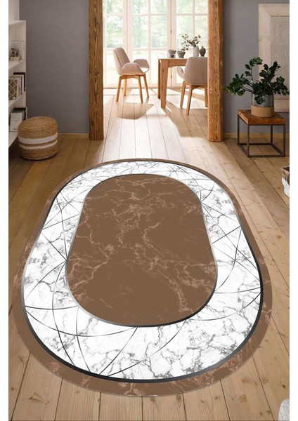 Dijital Baskılı Kaymaz Taban Yıkanabilir Oval Salon Halısı Mutfak Halısı Yolluk NDO-HT-657