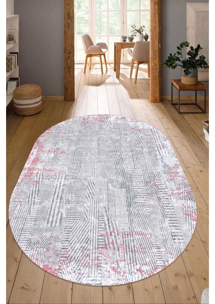 Dijital Baskılı Kaymaz Taban Yıkanabilir Oval Salon Halısı Mutfak Halısı Yolluk NDO-HT-113