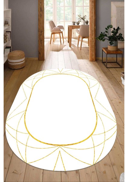 Dijital Baskılı Kaymaz Taban Yıkanabilir Oval Salon Halısı Mutfak Halısı Yolluk NDO-SD-440