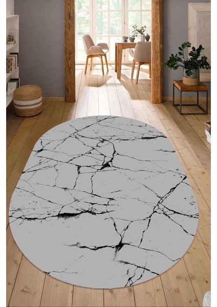 Dijital Baskılı Kaymaz Taban Yıkanabilir Oval Salon Halısı Mutfak Halısı Yolluk NDO-HT-416
