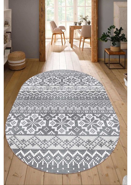 Dijital Baskılı Kaymaz Taban Yıkanabilir Oval Salon Halısı Mutfak Halısı Yolluk NDO-HT-988