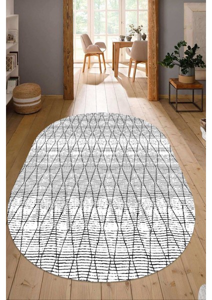 Dijital Baskılı Kaymaz Taban Yıkanabilir Oval Salon Halısı Mutfak Halısı Yolluk NDO-HT-727