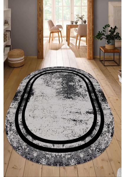 Dijital Baskılı Kaymaz Taban Yıkanabilir Oval Salon Halısı Mutfak Halısı Yolluk NDO-SD-444