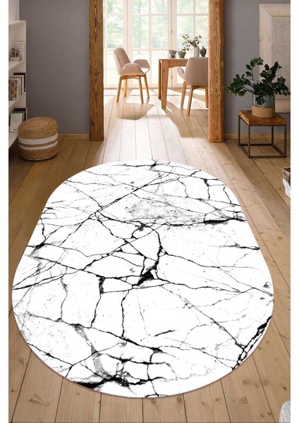 Dijital Baskılı Kaymaz Taban Yıkanabilir Oval Salon Halısı Mutfak Halısı Yolluk NDO-HT-418