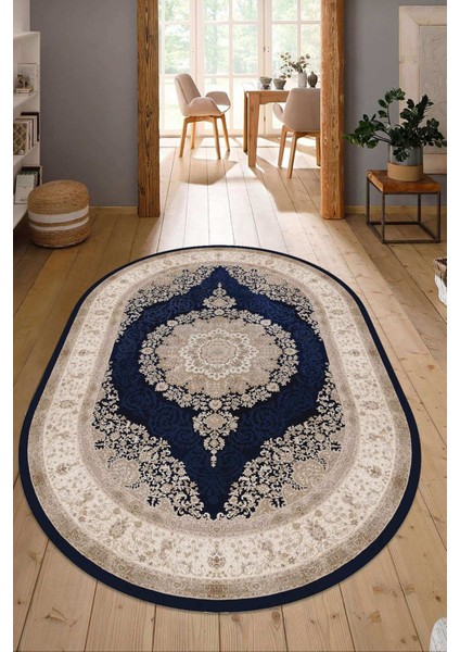 Dijital Baskılı Kaymaz Taban Yıkanabilir Oval Salon Halısı Mutfak Halısı Yolluk NDO-HT-461