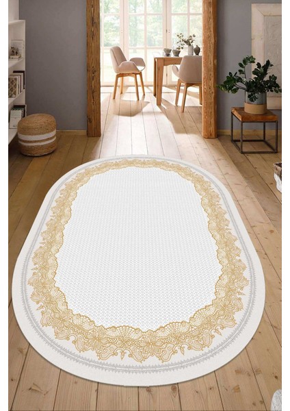 Dijital Baskılı Kaymaz Taban Yıkanabilir Oval Salon Halısı Mutfak Halısı Yolluk NDO-HY-897