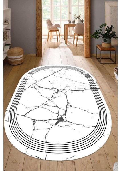 Dijital Baskılı Kaymaz Taban Yıkanabilir Oval Salon Halısı Mutfak Halısı Yolluk NDO-SD-1089
