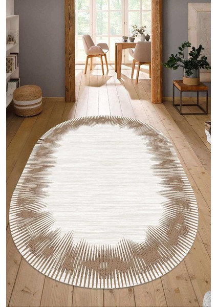 Dijital Baskılı Kaymaz Taban Yıkanabilir Oval Salon Halısı Mutfak Halısı Yolluk NDO-HY-1183