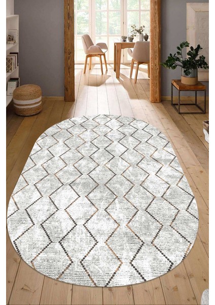 Dijital Baskılı Kaymaz Taban Yıkanabilir Oval Salon Halısı Mutfak Halısı Yolluk NDO-HT-388