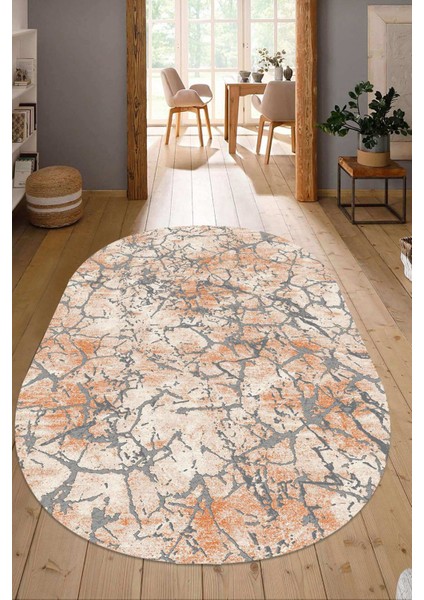 Dijital Baskılı Kaymaz Taban Yıkanabilir Oval Salon Halısı Mutfak Halısı Yolluk Ndo-Ht-85