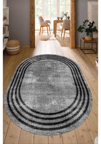 Dijital Baskılı Kaymaz Taban Yıkanabilir Oval Salon Halısı Mutfak Halısı Yolluk NDO-HT-486