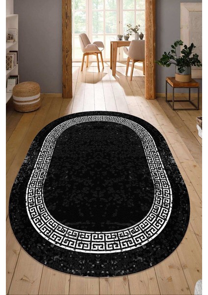 Dijital Baskılı Kaymaz Taban Yıkanabilir Oval Salon Halısı Mutfak Halısı Yolluk NDO-SD-1079