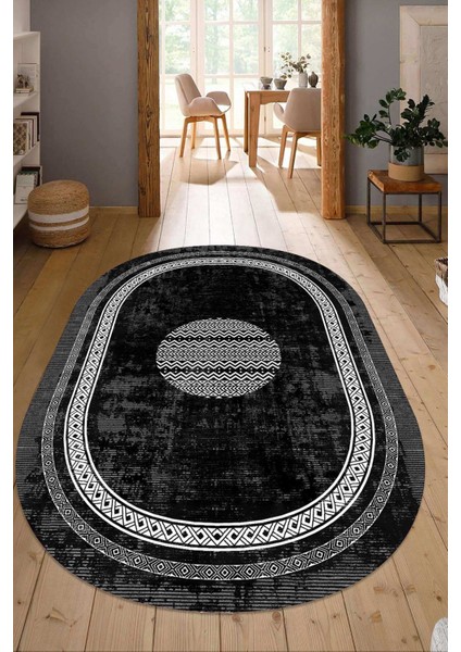 Dijital Baskılı Kaymaz Taban Yıkanabilir Oval Salon Halısı Mutfak Halısı Yolluk NDO-SD-1082