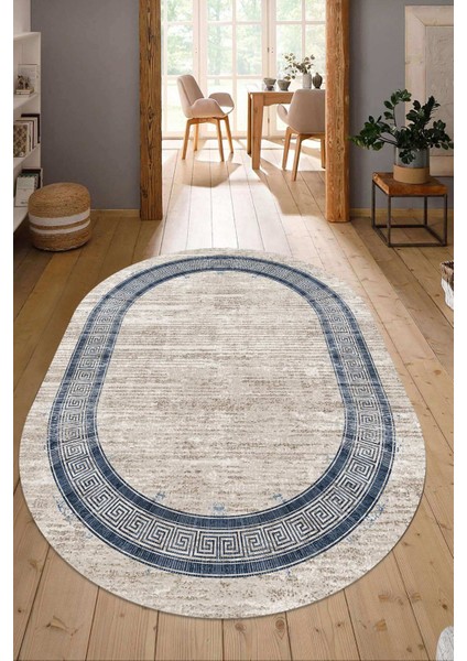 Dijital Baskılı Kaymaz Taban Yıkanabilir Oval Salon Halısı Mutfak Halısı Yolluk NDO-HT-669