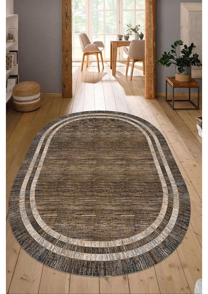 Dijital Baskılı Kaymaz Taban Yıkanabilir Oval Salon Halısı Mutfak Halısı Yolluk NDO-HY-1308